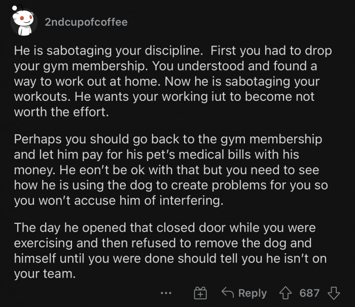 The husband isn't on OP's team and is sabotaging her.