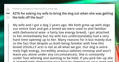 Man Gets Roasted For Asking His Wife To Bring The Dog Out While She Gets The Kids Off The Bus