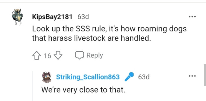 How roaming dogs that harass livestock are handled