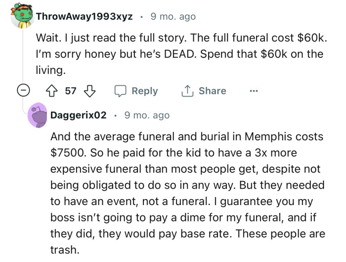An average funeral in Memphis costs $7500, but apparently, Gucci’s $20k donation wasn’t enough