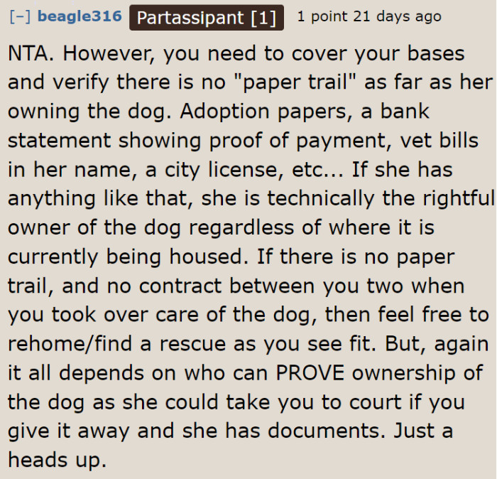 It's the dog papers that will determine who rightfully owns the dog.