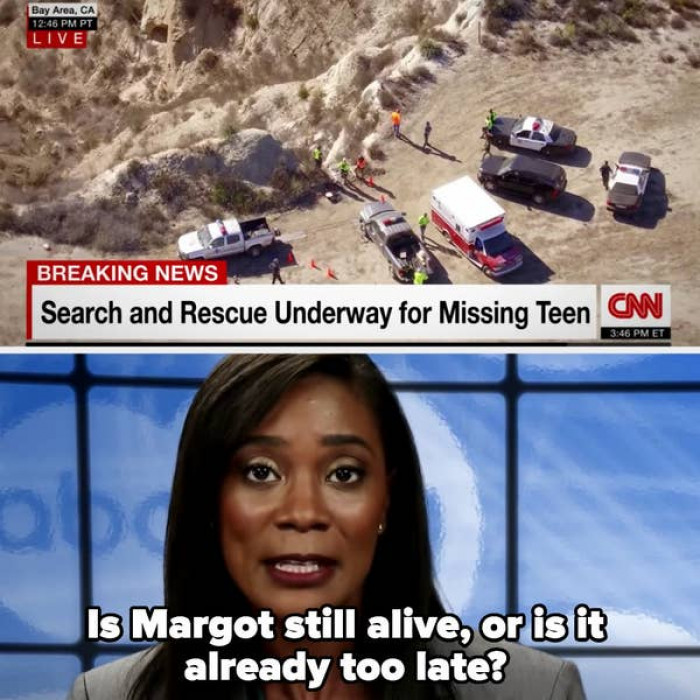 16. When Margot's location is revealed in Searching, and you don't know if she's alive or not: