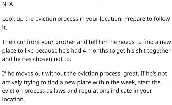 9. She should prepare an eviction as soon as possible.