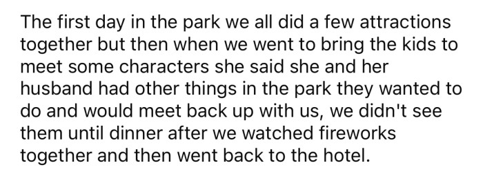 The OP invited her SIL on a trip to Disneyland with their kids and 