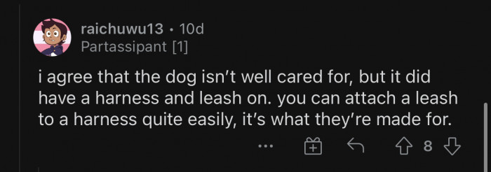 A leash can be attached to a harness quite easily.