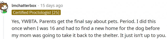 Parents get the final say about pets for their kids.