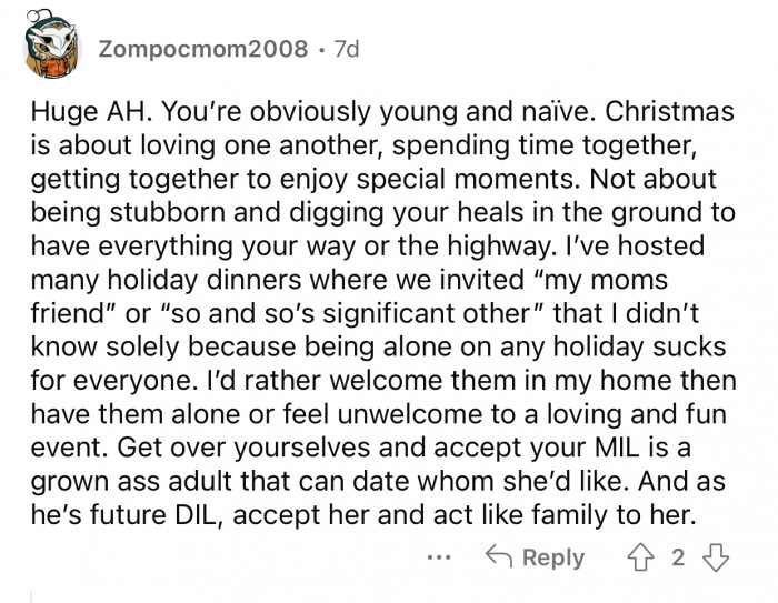 Redditor Refuses To Include Her MIL's BF In Family Holidays Because She