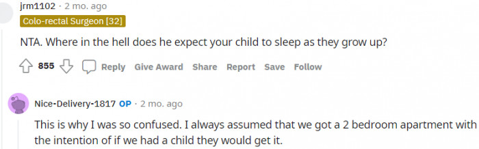 3. Where does he expect your child to sleep?