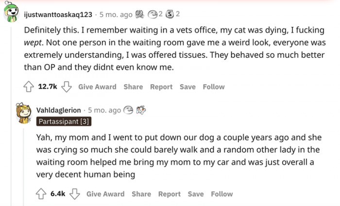 Redditors doubt that people were staring at OP and her BF. They say that people are usually very sympathetic in these situations.