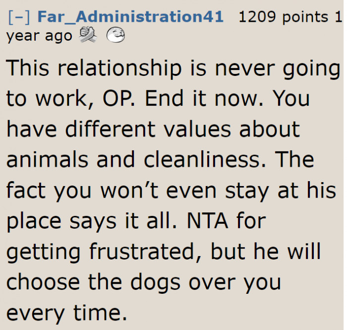 This guy doesn't respect her wishes. The relationship won't work.