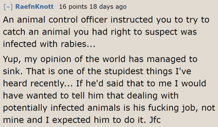 A Redditor is utterly disappointed with animal control.