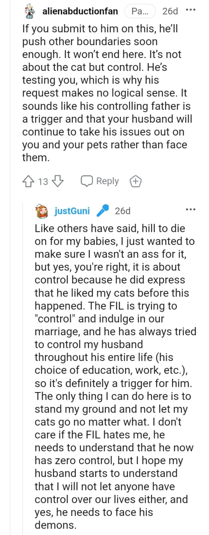 It sounds like the partner's controlling father is a trigger