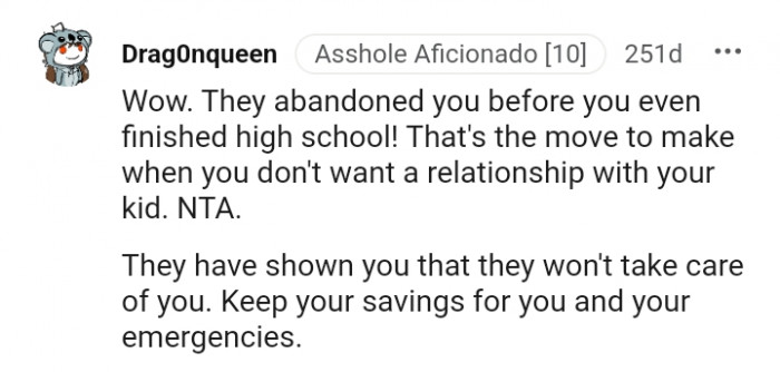 3. Keep your savings for you and your emergencies