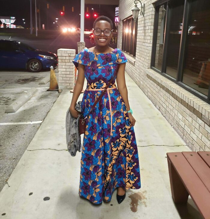 14. This Is A Prom Dress My Aunt From Nigeria Made For Me Back In 2019. We Designed It Based On Two Different Dresses. The Pattern Of The Fabric Is My Favorite Part