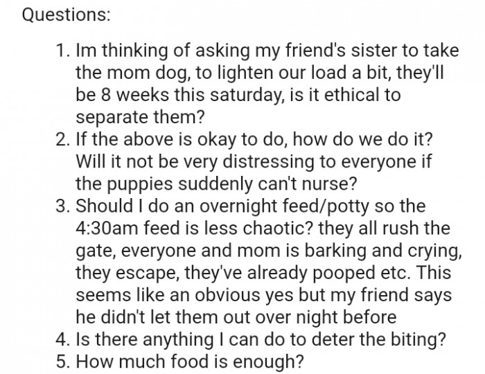 This is the part where she lists the questions that's bugging her