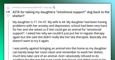 Frustrated Dad Returns His Daughter's Emotional Support Dog Because She Was Using Her Depression As An Excuse For Neglecting Him