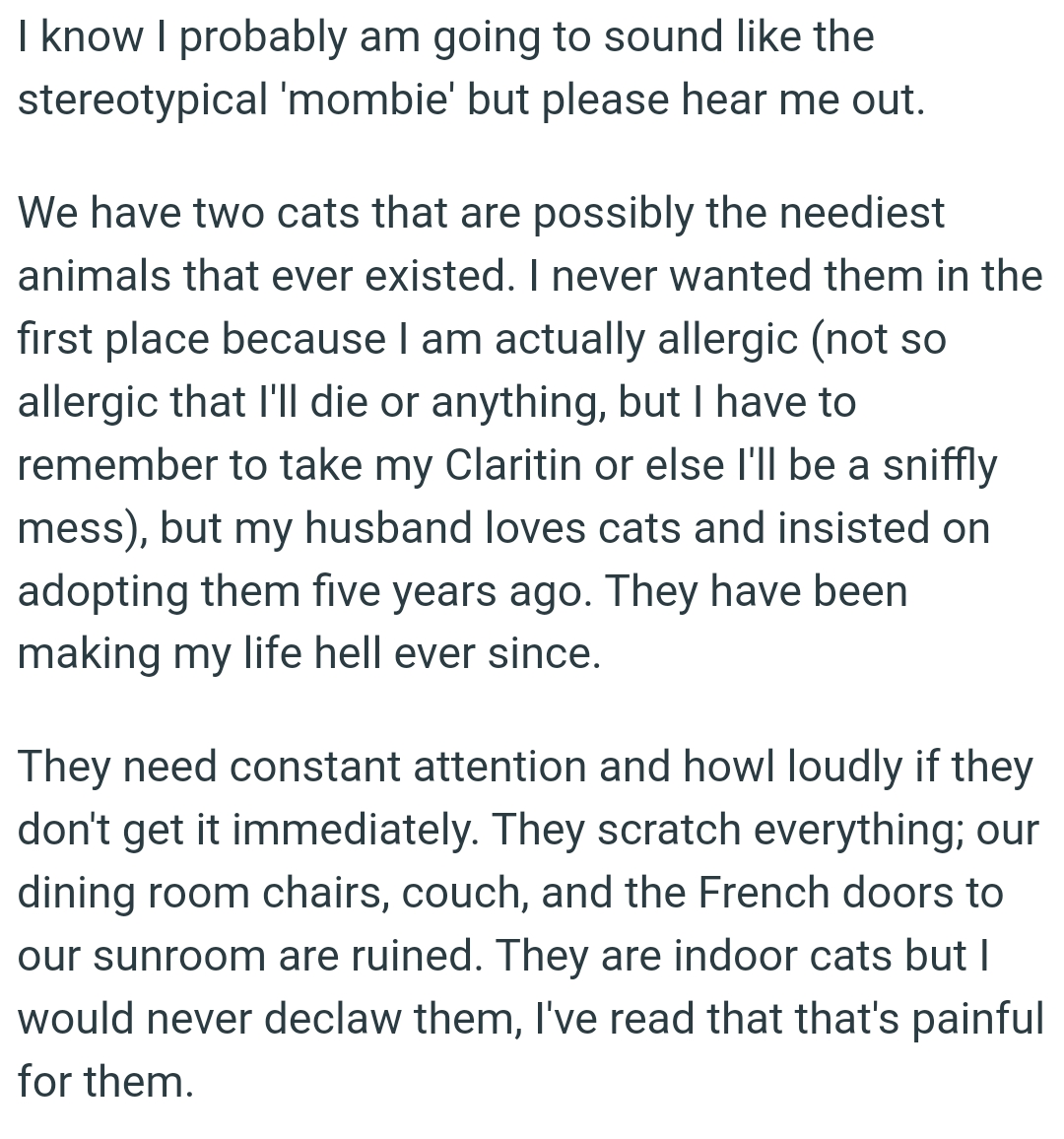 The OP Never Wanted Them in the First Place Because She's Actually Allergic