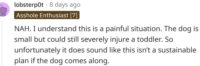 This is a painful situation. The dog is small but could still severely injure a toddler.