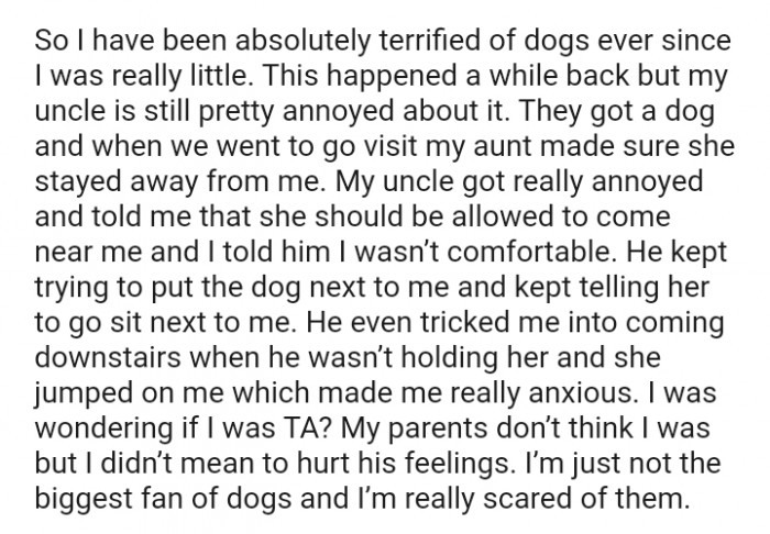 He kept trying to put the dog next to the OP