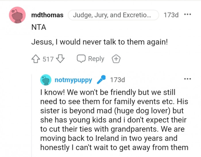 1. This redditor would never talk to them again