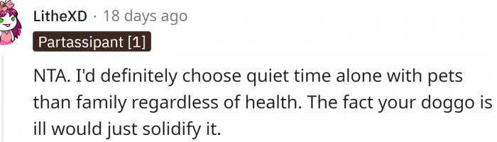 Quiet time with pets sounds good to most Redditors