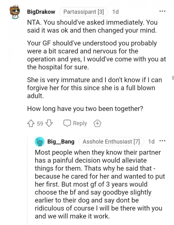 The OP's girlfriend is very immature