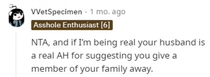 The husband has a hard decision to make, too.