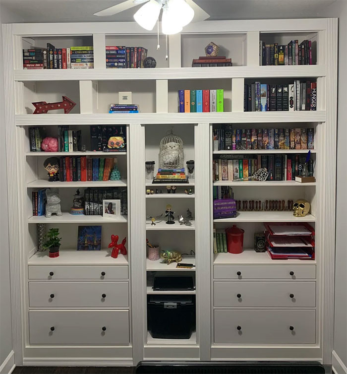 36. Hemnes bookshelf to create cabinets and shelves