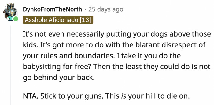 Free babysitter whenever you want but you have to adhere to this one simple rule. Why would you mess that up?