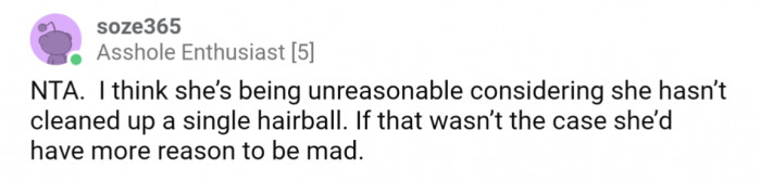 Maybe the wife doesn't have a lot of room for complaints with her lack of care on her end