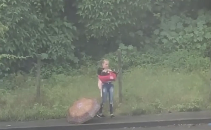 It quickly became apparent that the girl's altruistic actions were in aid of this helpless little creature