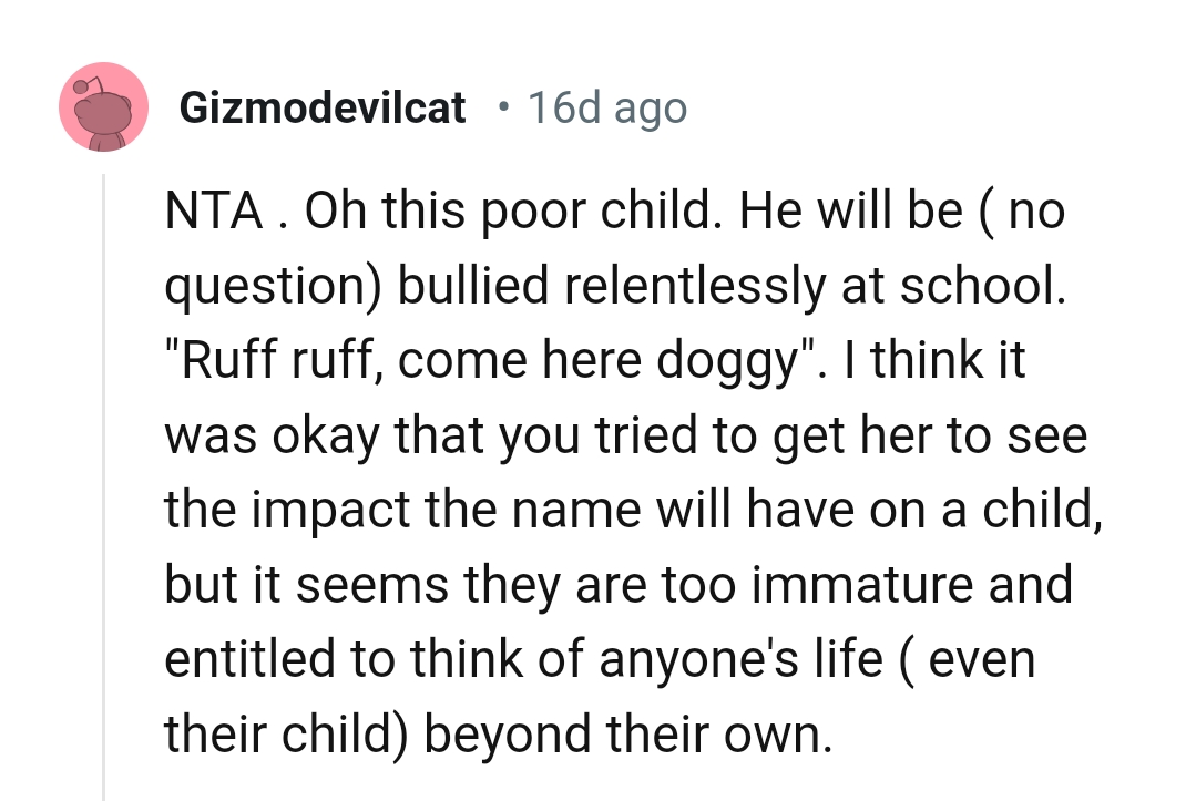 The OP tried to get her sister to see the impact of the name