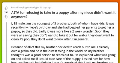 Guy Turns To Reddit For Advice After Refusing To Adopt His Niece's Dog