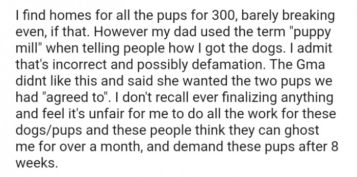 I don't recall finalizing anything