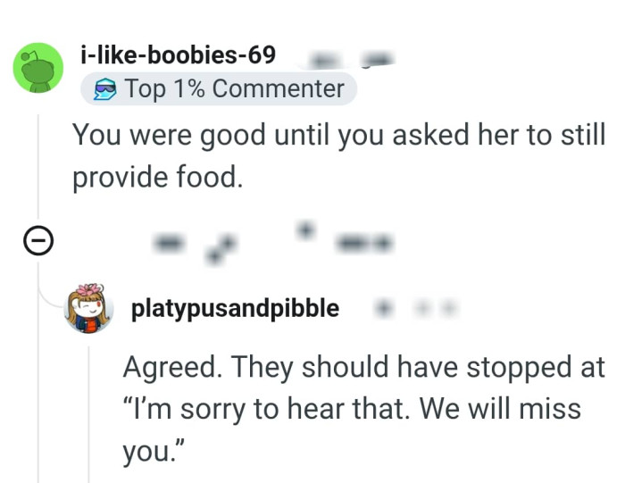 The OP should not have asked for the food