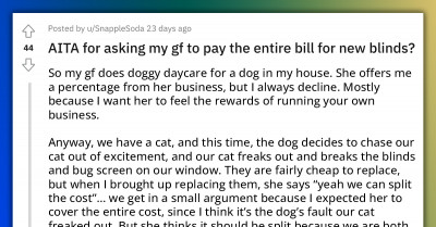 Redditor Believes Their GF Should Pay For Damages Her Doggy Day Care Business Caused To Their Home, She Believes They Should Split The Cost