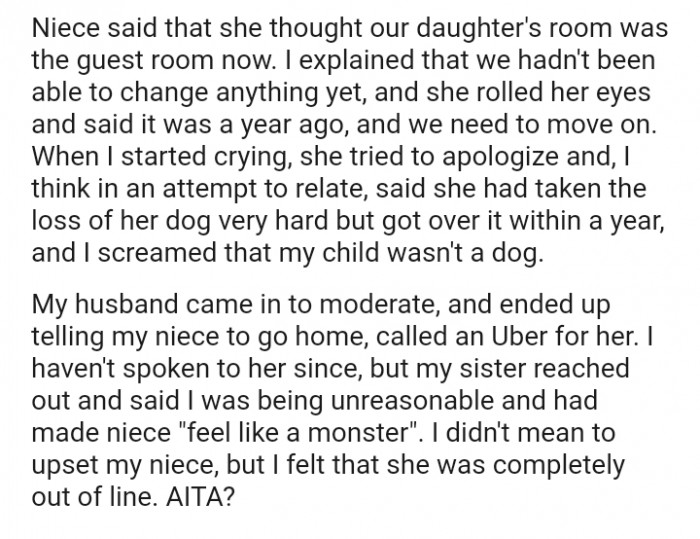 I felt she was completely out of line