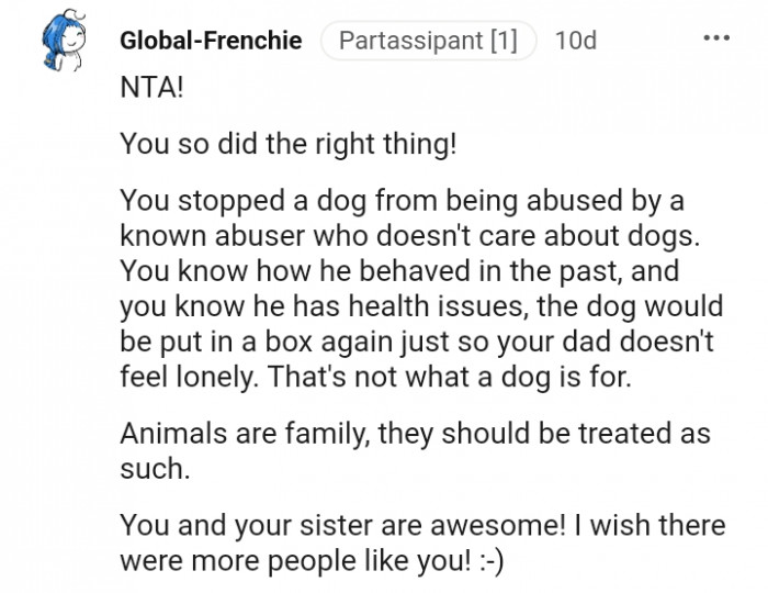 19. Animals are family and should be treated as such