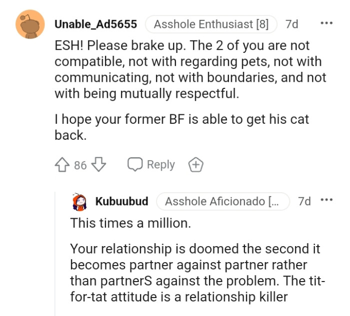 This Redditor believes the OP and her boyfriend are not compatible