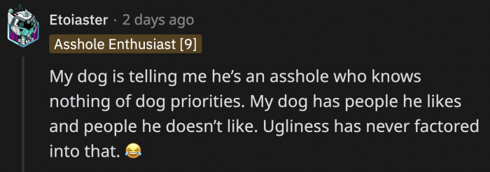 Dogs don't care how you look