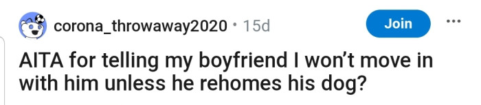 OP's boyfriend has to choose between her or the dog