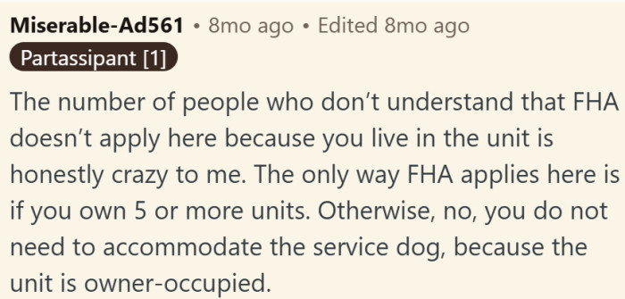 The unit is owner-occupied.