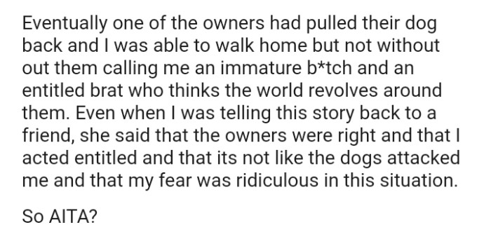 The OP's friend said the dog owners were right