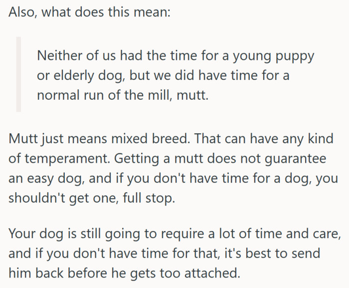 Even mixed breeds require a lot of time and care.