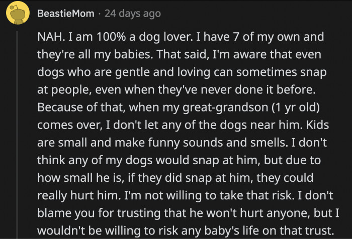 You can't really fault OP for not wanting to disrupt Bobby's routine but you can't really fault her SIL for being concerned about her baby's safety
