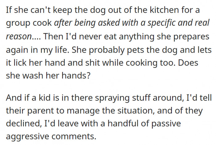 If she allows dog hair then what else does she allow into food?