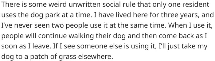 OP has been living there for three years and has seen people come and go, but one family has a habit of waiting right outside the gate, staring at OP and their dog until they feel uncomfortable enough to leave.