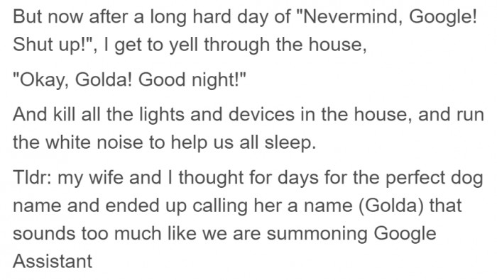 Whenever Google Assistant hears 'Golda,' it responds.