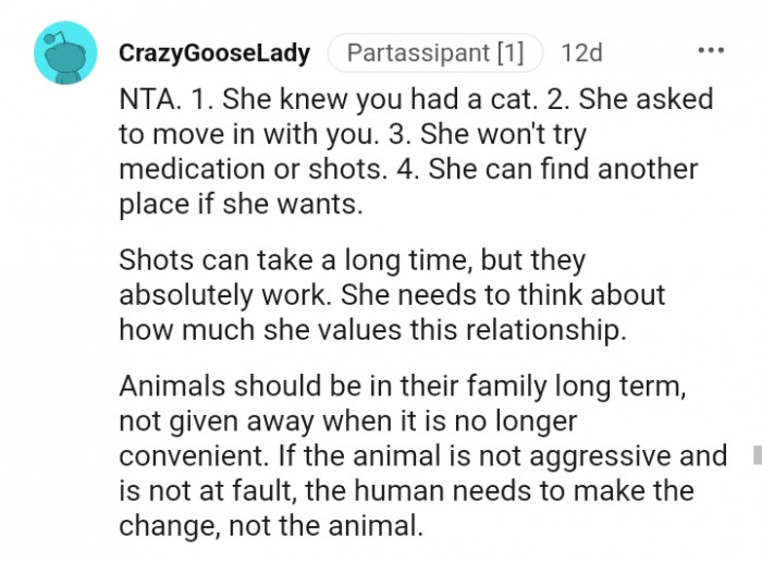 She can find another place if she wants