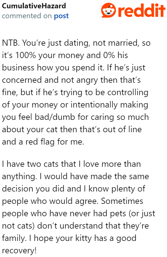 Even other cat lovers would do the same thing as the OP did.